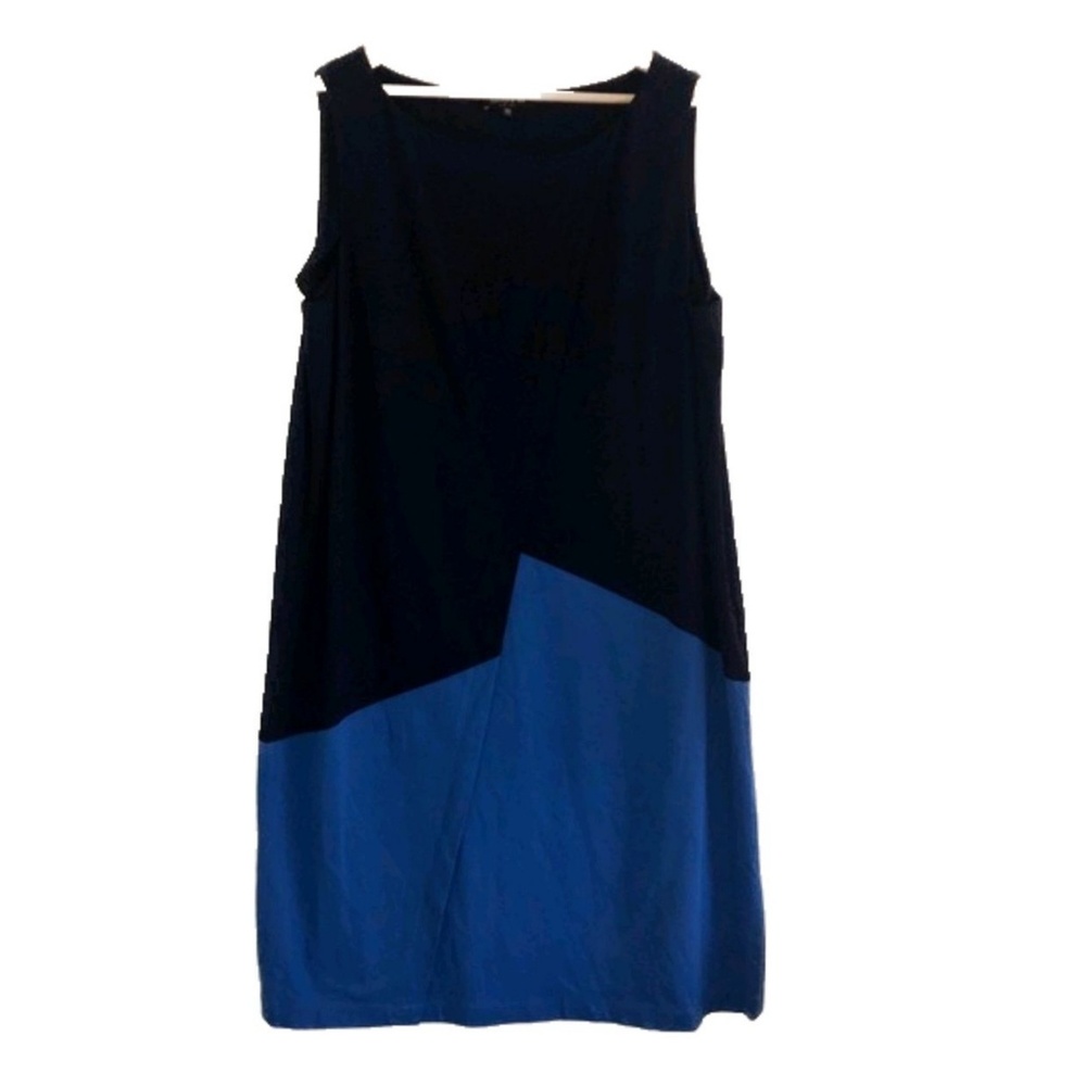 Lafayette 148 navy and blue tulip hem dress size L
